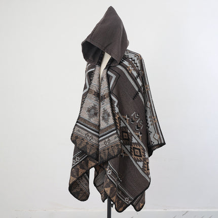 Ethnic Style Men's Hooded Cloak Shawl Women's Thickeneded Warm Xinjiang Xizang Lijiang Travel Photo Outer Cloak