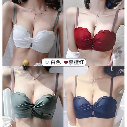 Jasmine Minor Japanese Style Seamless Comfortable Small Chest Gathered Underwear Women's Rimless Small Chest Large One-piece Bra