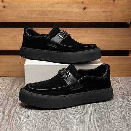 Men's Shoes, New Autumn and Winter Suede Casual Leather Shoes, Men's Trendy, Fashionable, Comfortable and Versatile Slip-On Slip-On Shoes
