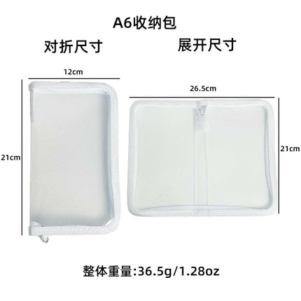 A6 Twill Transparent Storage Bag Cut Film Sticker Storage Bag Hand Account Material Solid Color Simple Fresh Pencil Bag Large Capacity