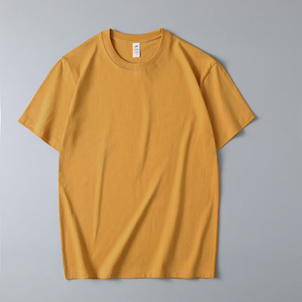 230g Thickened Heavy Men's Long-staple Cotton Short-sleeved T-shirt Men's Comfortable Round Neck Cotton Base Shirt Printable LOGO