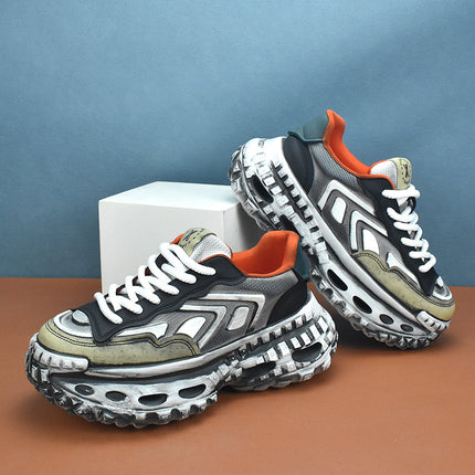 Trendy Korean Style 2025 White Shoes Spring Men's Shoes Casual All-match Thick Sneakers Breathable Leather New Low-top Shoes