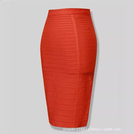 Amazon Aliexpress Best-Selling 16-Color Bandage Skirt Stripesd Zipper Double-Open Sexy High-Waist Hip Skirt Skirt