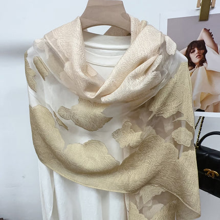 Three-dimensional Flower Cutting Scarf Women's Spring and Autumn Korean-style Organza Rose Long Scarf Gauze Dual-use Shawl