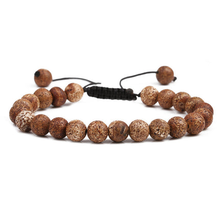 Amazon Hot Selling Natural Stone Beaded Bracelet 8mm Adjustable Size Blue Pine Volcanic Stone Bracelet Manufacturers in stock