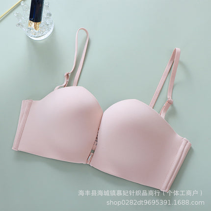 Maiman Mm30 Strapless Bra for Women, Bandeau Style, Push-Up Cup, Wireless, Detachable Bra, Seamless, Anti-Sagging, Nude Feel