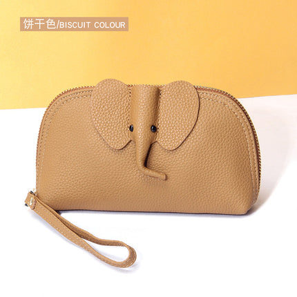 Creative Elephant Fashion Leather Wallet Women's Long Clutch Bag Niche Design ins Soft Leather Clutch Bag Wholesale