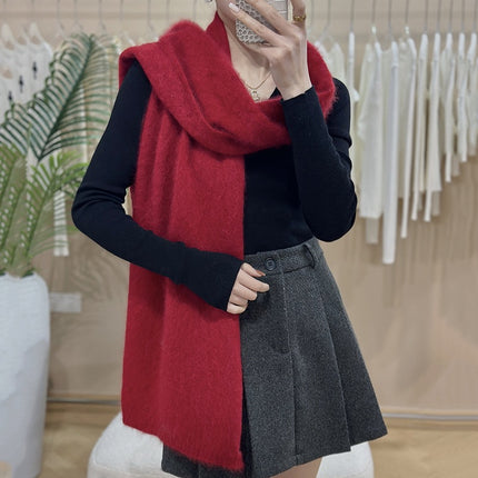 [brushed series] new 100 pure cashmere ladies solid color all-match fashion fleece scarf lengthened