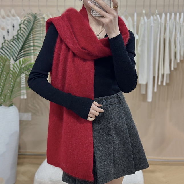 [brushed series] new 100 pure cashmere ladies solid color all-match fashion fleece scarf lengthened