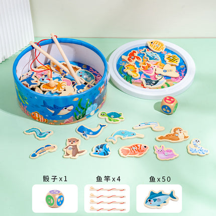 Children's Magnetic Fishing Toy Baby Early Education Beneficial Intelligence Wooden Fishing Rod Tool Set 2 Development 3.5 Years Old Game