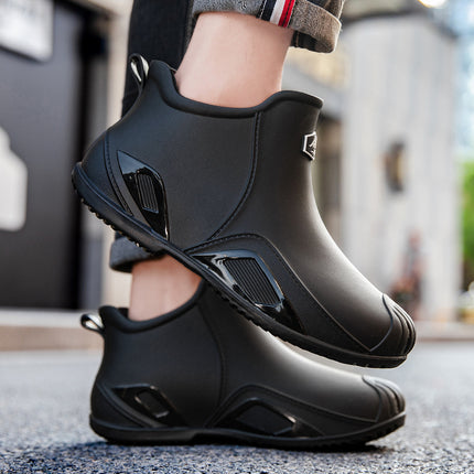 Cross-Border Short-Tube Rain Boots for Men 2025 New Model Kitchen Work Rubber Shoes Wear-Resistant Waterproof Non-Slip Lightweight Water Shoes Rain Boots