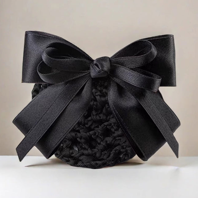 Stewardess Net Pocket Head Flower Professional Hair Net Nurse Female Bank Hotel Hairpin Bow New High-end Sense Hair Accessories