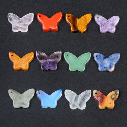 Natural Crystal Agate Stone Butterfly Pendant DIY Natural Stone Butterfly Bracelet Necklace Pendant Jewelry Accessories