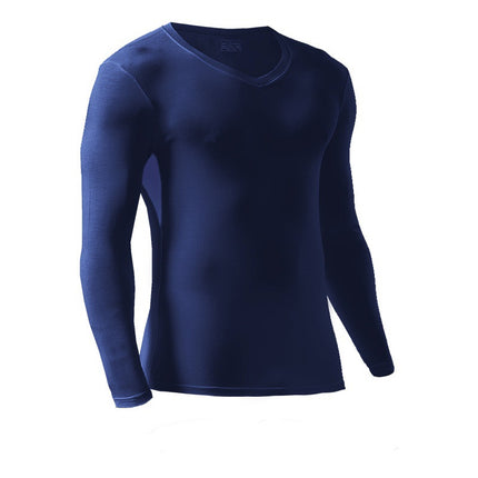 Autumn and Winter Men's Warm Clothes Single Piece Autumn Clothes Ice Silk Mesh Sweat-wicking Warm Top V-Neck Long Sleeve Base Shirt