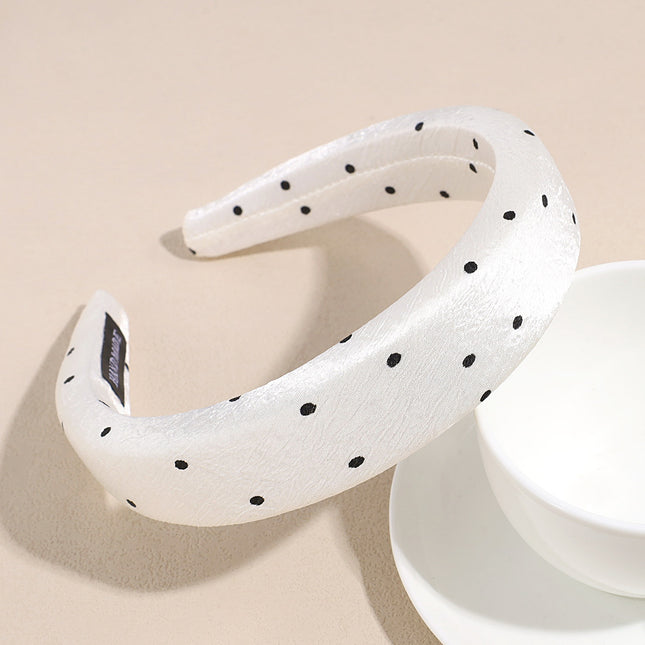 Sweet Polka Dot Series Hairpin Headband Women's New Headband High Crown High-End Satin Hair Press Face Wash Hair Bundle