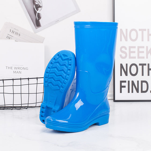 Women's High-Top Quick-Dry Rain Boots with No Lining, Waterproof Rubber Shoes for Adults, High-Heeled Work Shoes, Low-Heeled