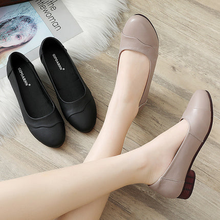 Mom's Shoes for the Elderly, Spring and Autumn Women's Soft-Soled Single Shoes, Work Shoes for Middle-Aged and Elderly, Non-Slip, 2026 New Model, Comfortable Leather Shoes