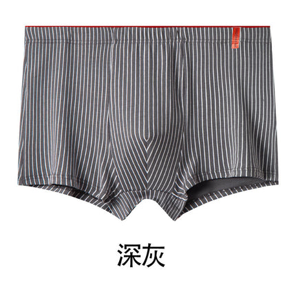 Vibrant Striped Men's Underwear Xinjiang Cotton Antibacterial Breathable Mid-Waist Large Size Graphene Bottom Crotch Flat Pants Wholesale