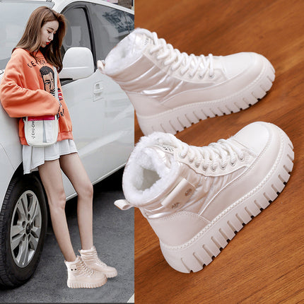 High-Top Dad Shoes for Women, Popular Model, 2026 Winter New Style, Fleece-Lined and Thickened Cotton Shoes, Casual Sports Shoes Zy-12297