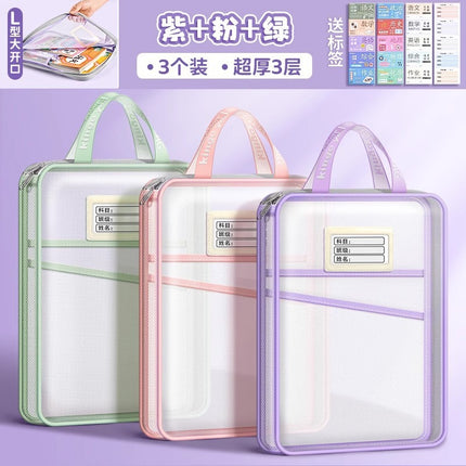 2025 Subject Bag Student-Specific Storage Bag Large Capacity Transparent Document Bag Subject Homework Bag Classification Subject