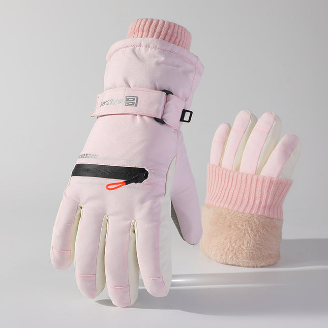 Ski gloves winter go out riding electric car anti-slip touch screen cold-proof windproof velvet padded anti-water splashing lovers
