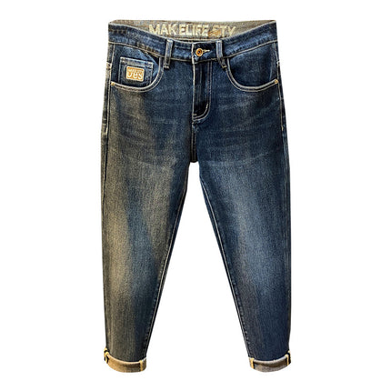 Jeans Men's 2024 New Spring and Autumn Washed Vintage Stretch American Slim-fit Small Leg Casual High-end Long Pants
