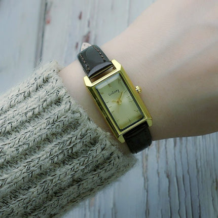 Small Rectangular Thin Strap Simple Women's Leather Strap Watch Trendy Leather Strap Watch Women's Quartz Watch 270