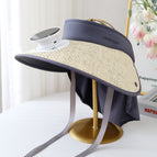 Shawl straw hat solar - beige