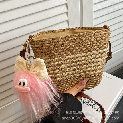 Summer Popular Bags for Women 2025 New Fashion Casual Crossbody Straw Bag Versatile Small Fresh Woven Bucket Bag