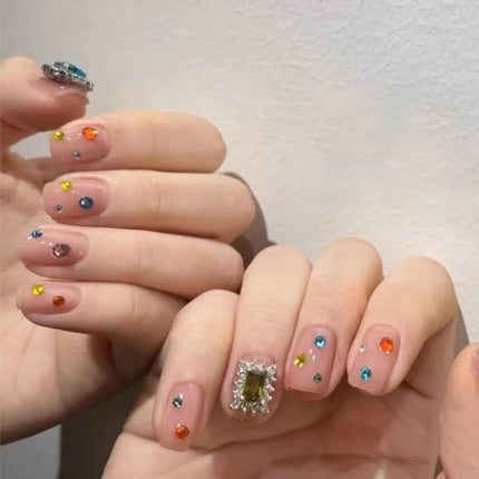 Color flat diamond round diy handmade nail diamond nail jewelry rhinestone mixed color diamond wholesale