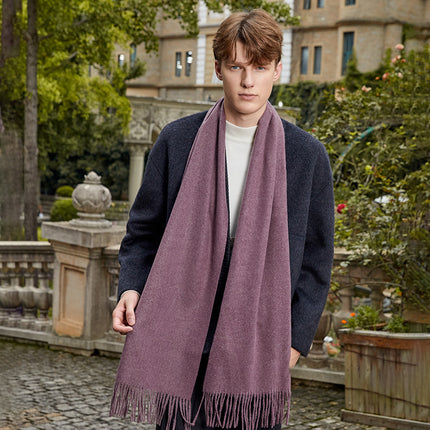 Wool Scarf Autumn and Winter Korean Style Men's Scarf Pure Color New Versatile Cashmere Scarf Women's Winter Warmth
