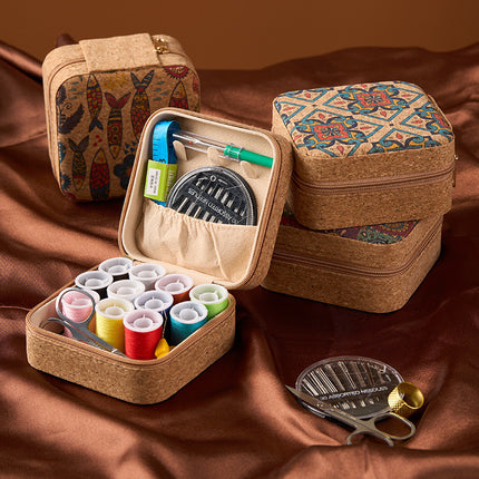 Amazon Cross-Border Household Practical Portable Multi-Functional Retro Sewing Box Sewing Kit Sewing Hand Sewing Set Tool