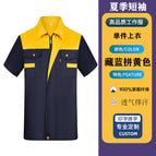 Summer thin navy blue and yellow short-sleeved top (single top) / 160/s ( 42.5-50kg )
