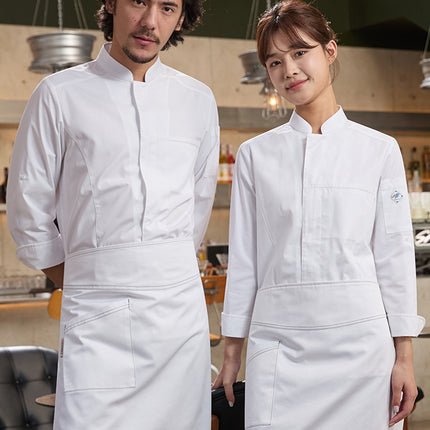 Tesmei Chef Uniform Men's Long-Sleeved Chef Coat Hotel Western Restaurant Baking Back Kitchen Suit Chef Uniform