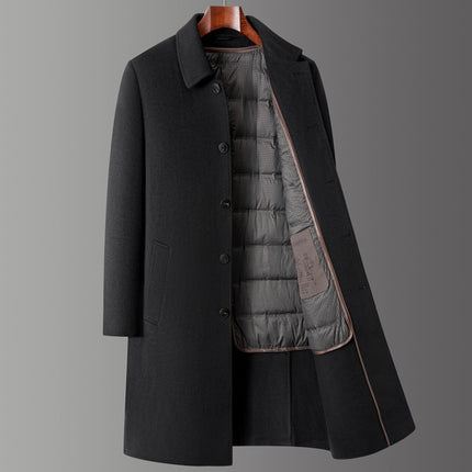 High-End Men's Double-Sided Cashmere Mid-Length Coat Autumn and Winter Classic Casual Warm Woolen Windbreaker Jacket