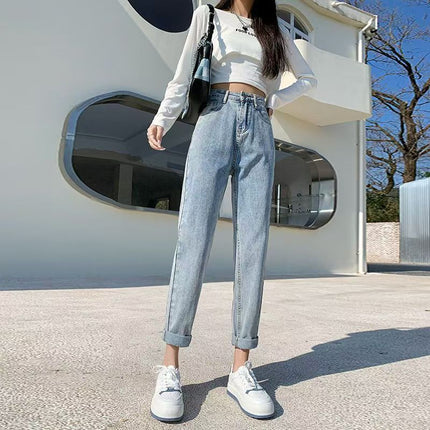 High Waist Harlan Jeans Women's Fashion All-match New Loose Cropped Straight Carrot Pants