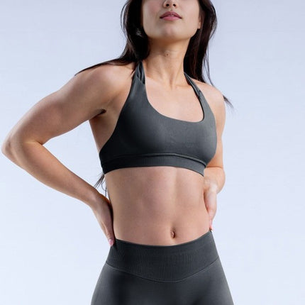 suit Sports Underwear Women's Xia Mei Back Mid-strength Shock-proof Anti-expansion Ultra-fine Matting Nylon Hanging Neck Large Backless