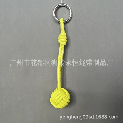 Car Keychain Bag Couple Exquisite Gift Soft Sheepskin Handmade Woven Tennis Ball Monkey Fist Hanging Bag