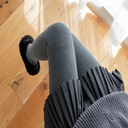Women's Slimming Pantyhose Leggings for Autumn and Winter, Thickened and Fleece-Lined with Thick Stripes, Tight-Fitting Faux Cashmere