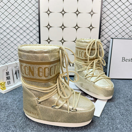Celebrity Style Thick-Soled Colorful Moon Boots 2025 Winter New Long Ski Boots Warm Anti-Ski Boots for Women