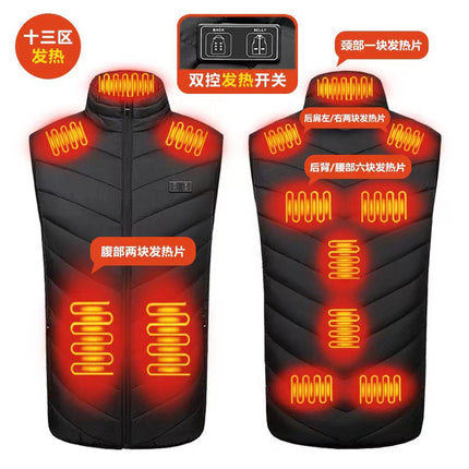 Winter New Cross-Border Heated Vest with Stand Collar, Heated Men's Vest, USB Smart Electric Heating Vest for Men