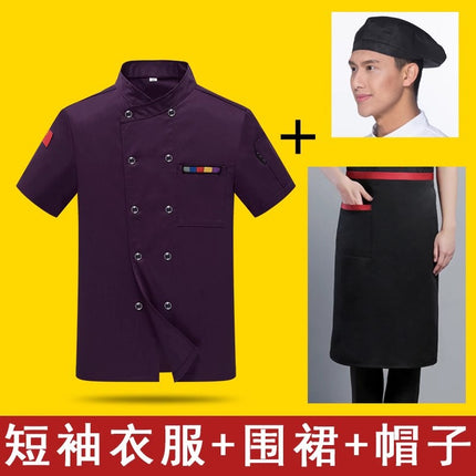 Chef Work Clothes Short-Sleeved Wholesale Men's Kitchen Hotel Catering Foreign Trade Restaurant Printable Embroidered Chef Uniform Long-Sleeved Suit