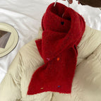 Wool embroidered small heart red