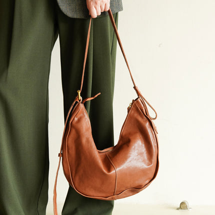 Cross-Border Hot-Selling Women's Bags, Vegetable-Tanned Leather Armpit Bags, Casual Fashion Bags, High-End Commuter Shoulder Bags, Dumpling Bags