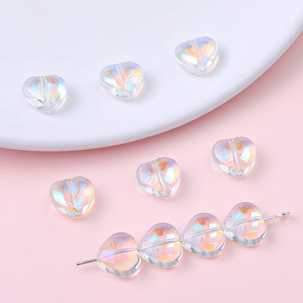 10mm Glass Color-Coated Peach Heart Crystal Beads Loose Beads DIY Handmade Necklace Bracelet Ear Jewelry Manufacturer Direct Sales Wholesale