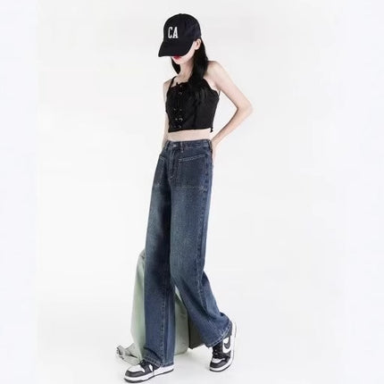 Pear Shape Figure Straight Leg Wide Leg Jeans Women's Spring and Summer 2025 New High Waist Loose Slimming Belly Covering Pants