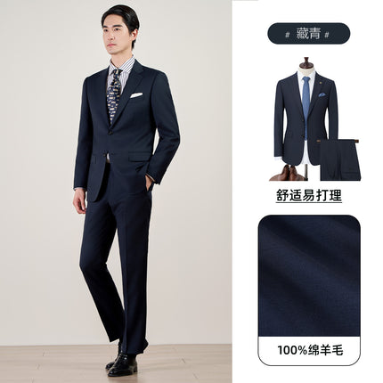 100% Wool Classy Brand Suit Customized Machine Washable Semi-Linen Lining Men's Business Suit Suit Men's Formal Suit