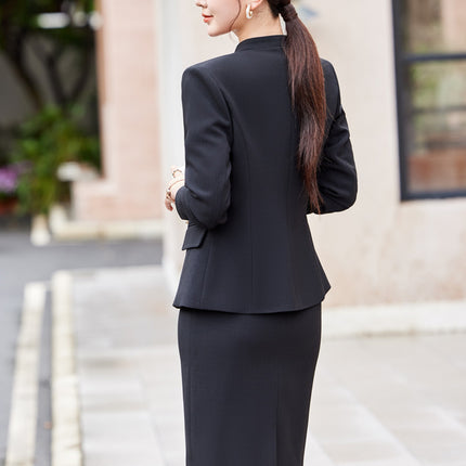 Collarless Suit Jacket Women's dress Two-piece Set Spring and Autumn Casual Suit Beauty Salon Work Clothes Professional suit