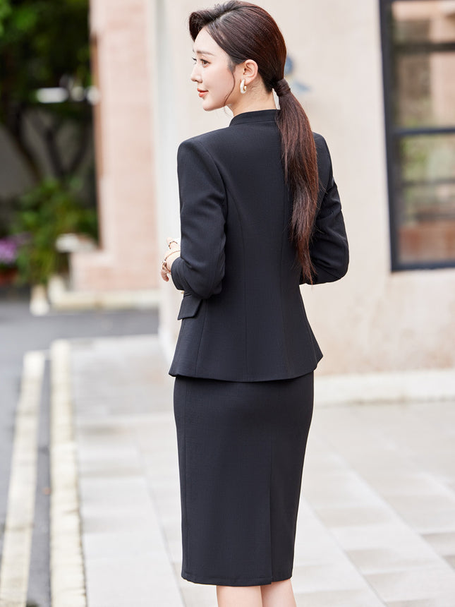 Collarless Suit Jacket Women's dress Two-piece Set Spring and Autumn Casual Suit Beauty Salon Work Clothes Professional suit