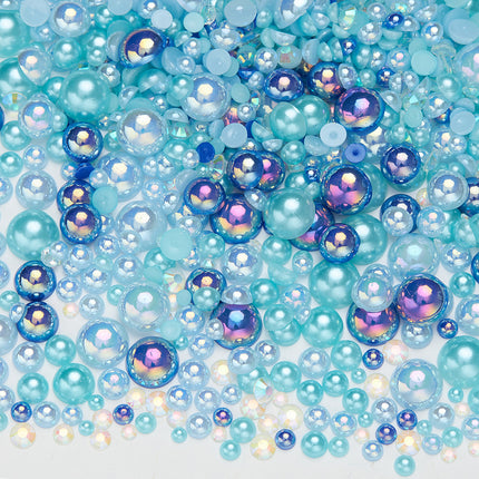 Nail Art Ab Colorful Flats Bottom Diamond Semi-Circle Pearl Mixed Color Set DIY Material Mobile Phone Shoes Clothing Cup Accessories